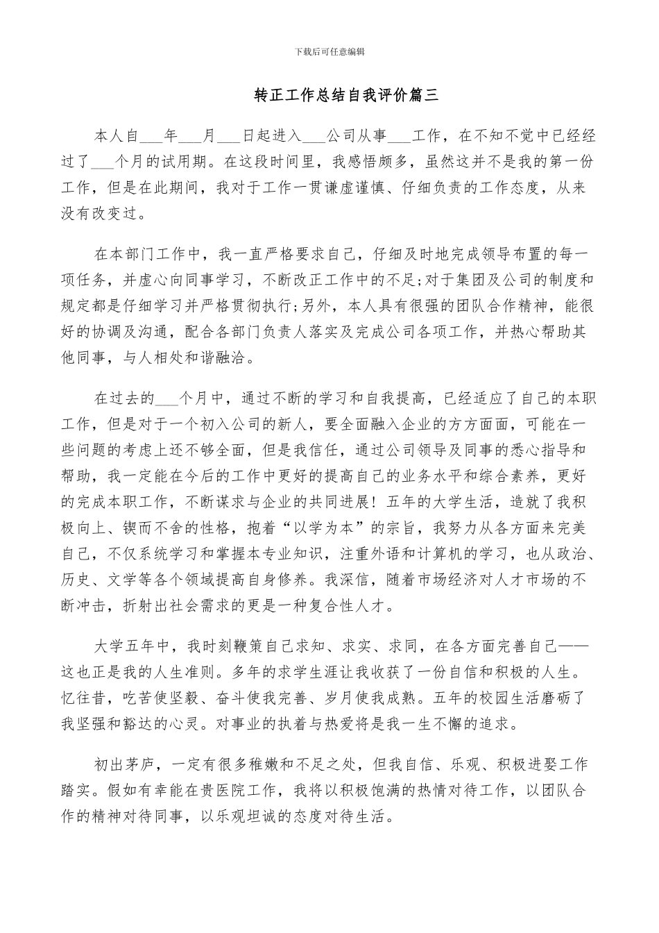 2024年转正工作总结自我评价_第3页