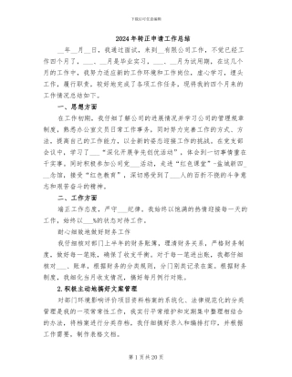 2024年转正申请工作总结