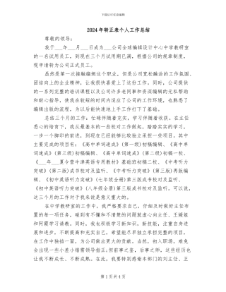 2024年转正表个人工作总结