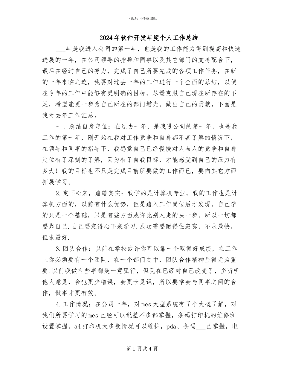 2024年软件开发年度个人工作总结_第1页