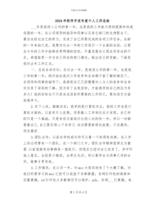 2024年软件开发年度个人工作总结