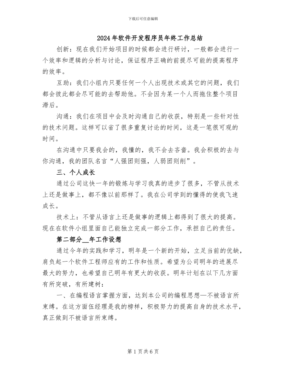 2024年软件开发程序员年终工作总结_第1页