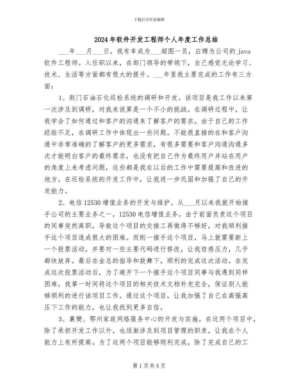 2024年软件开发工程师个人年度工作总结_第1页