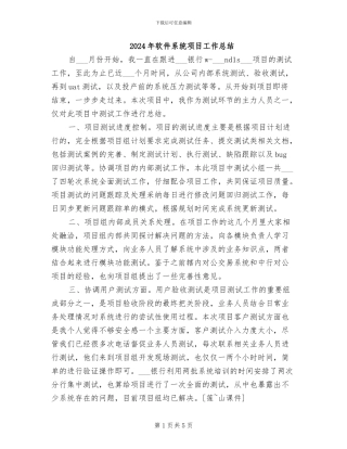 2024年软件系统项目工作总结