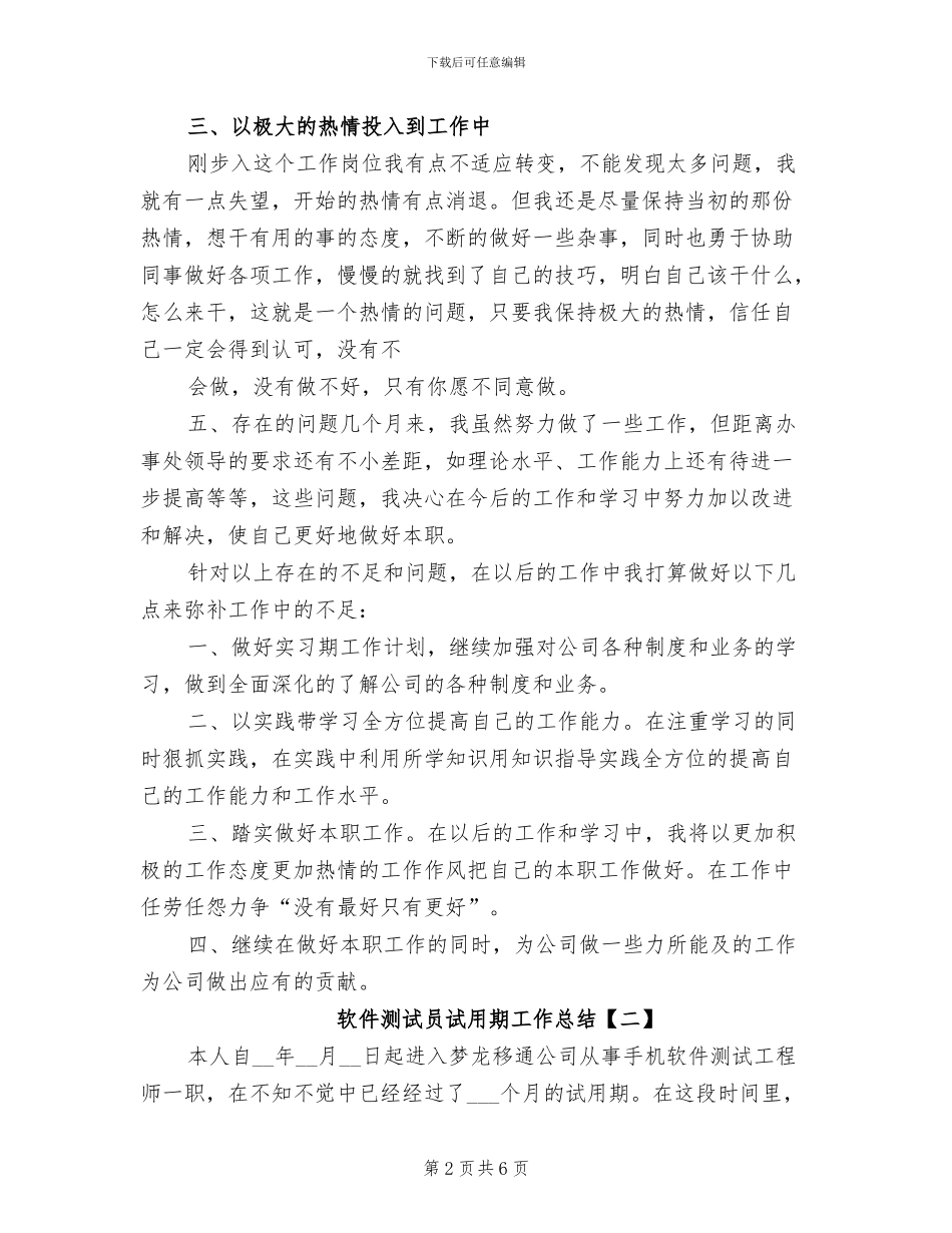 2024年软件测试员试用期工作总结_第2页