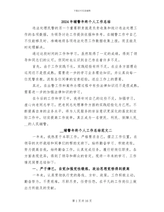 2024年辅警年终个人工作总结