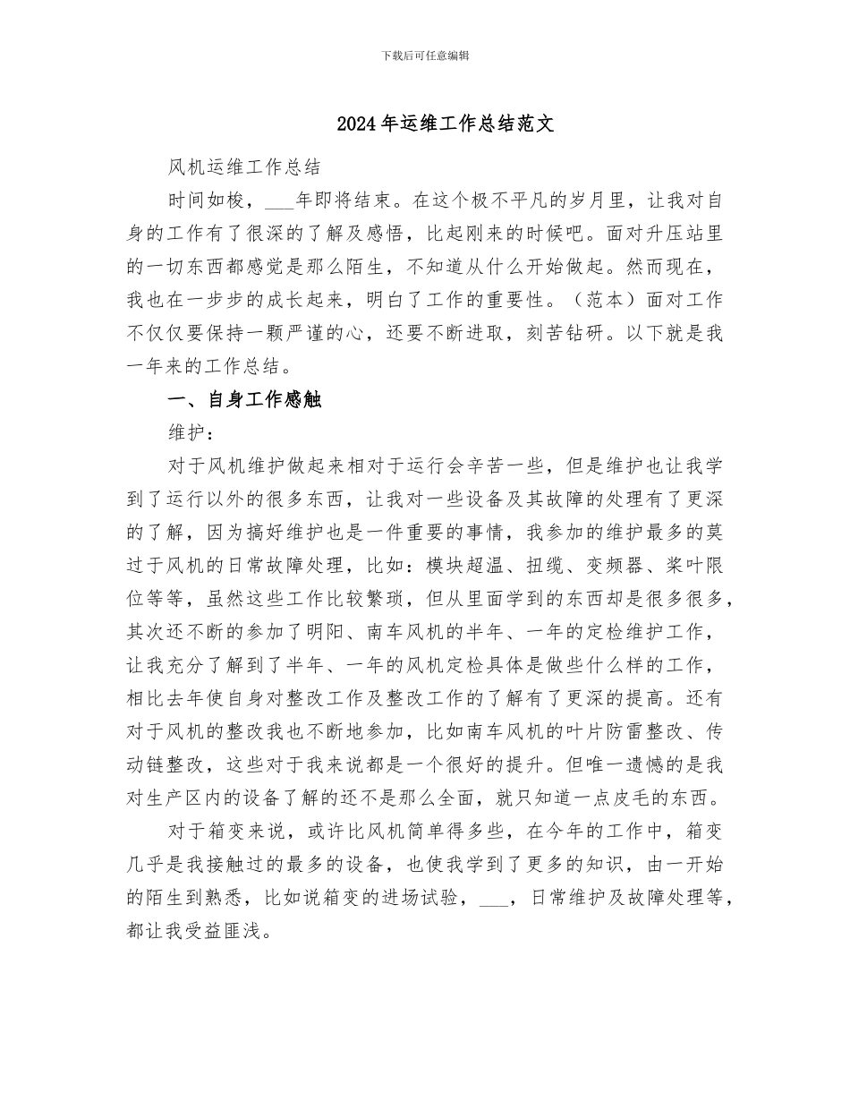 2024年运维工作总结范文_第1页
