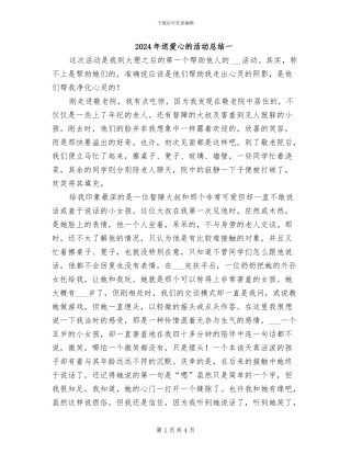 2024年送爱心的活动总结一