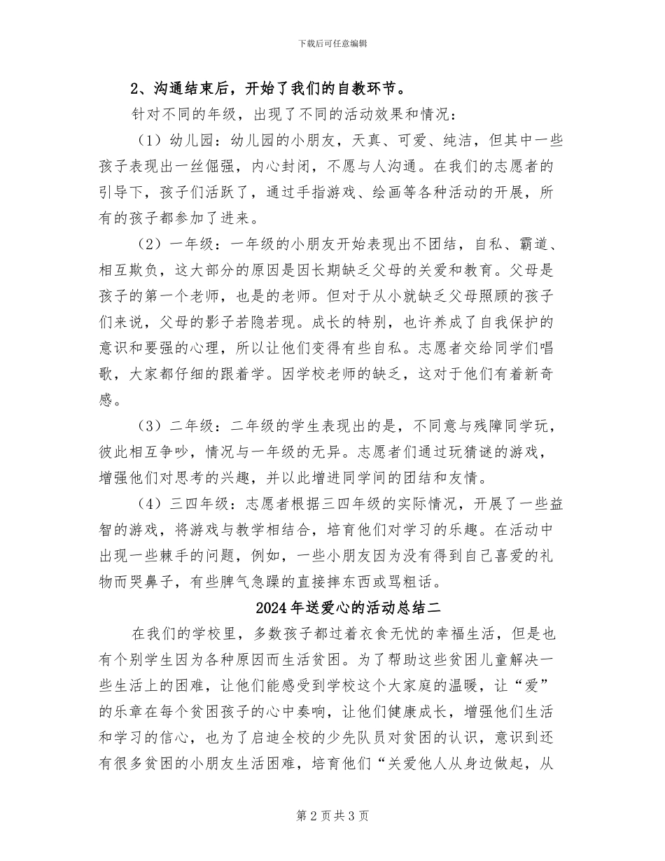 2024年送爱心的活动总结三_第2页
