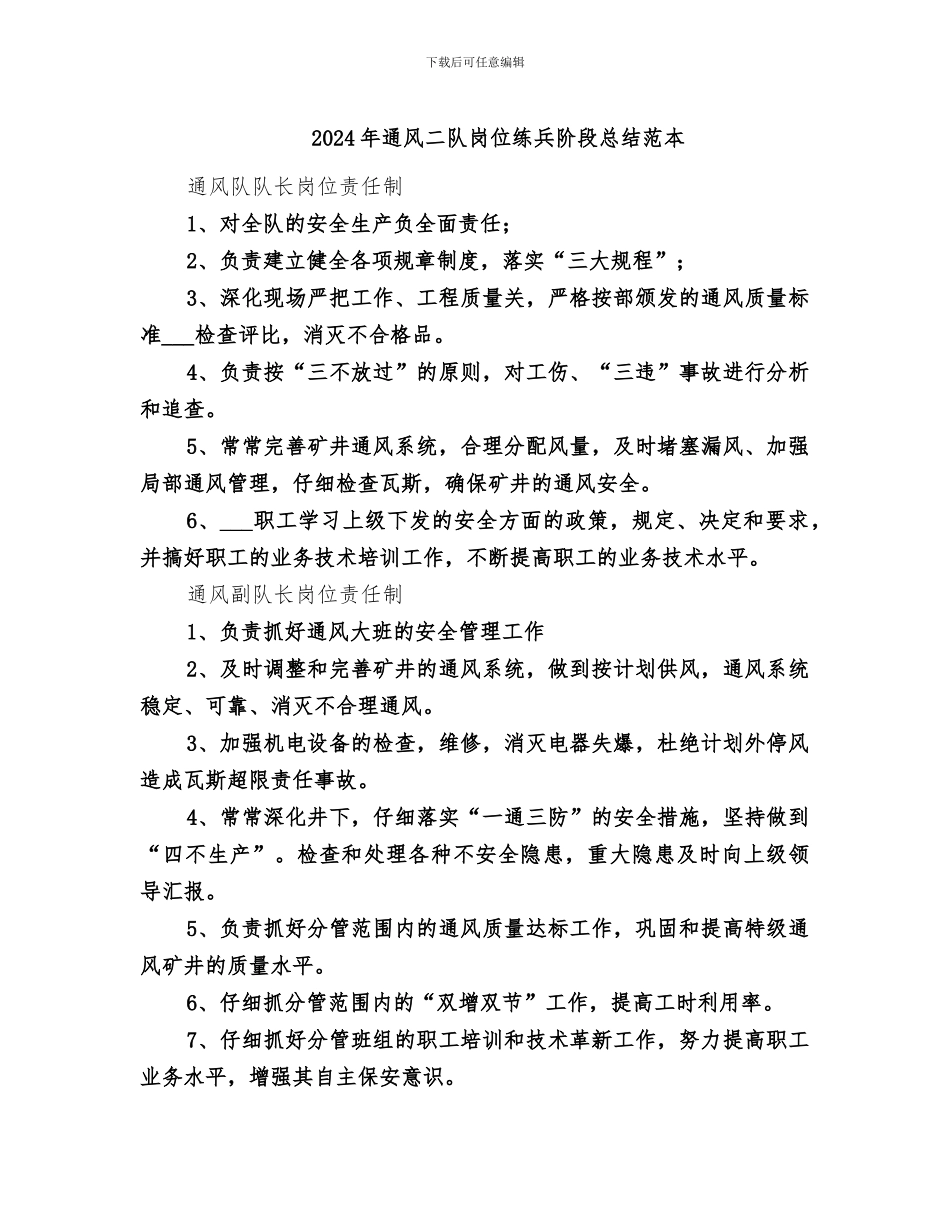 2024年通风二队岗位练兵阶段总结范本_第1页