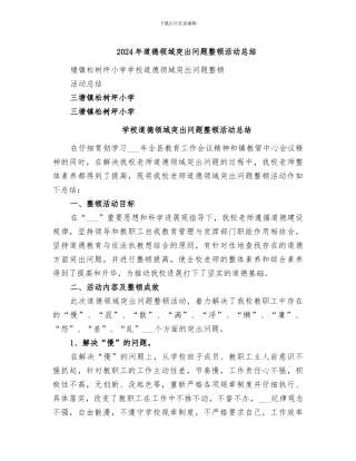 2024年道德领域突出问题整顿活动总结