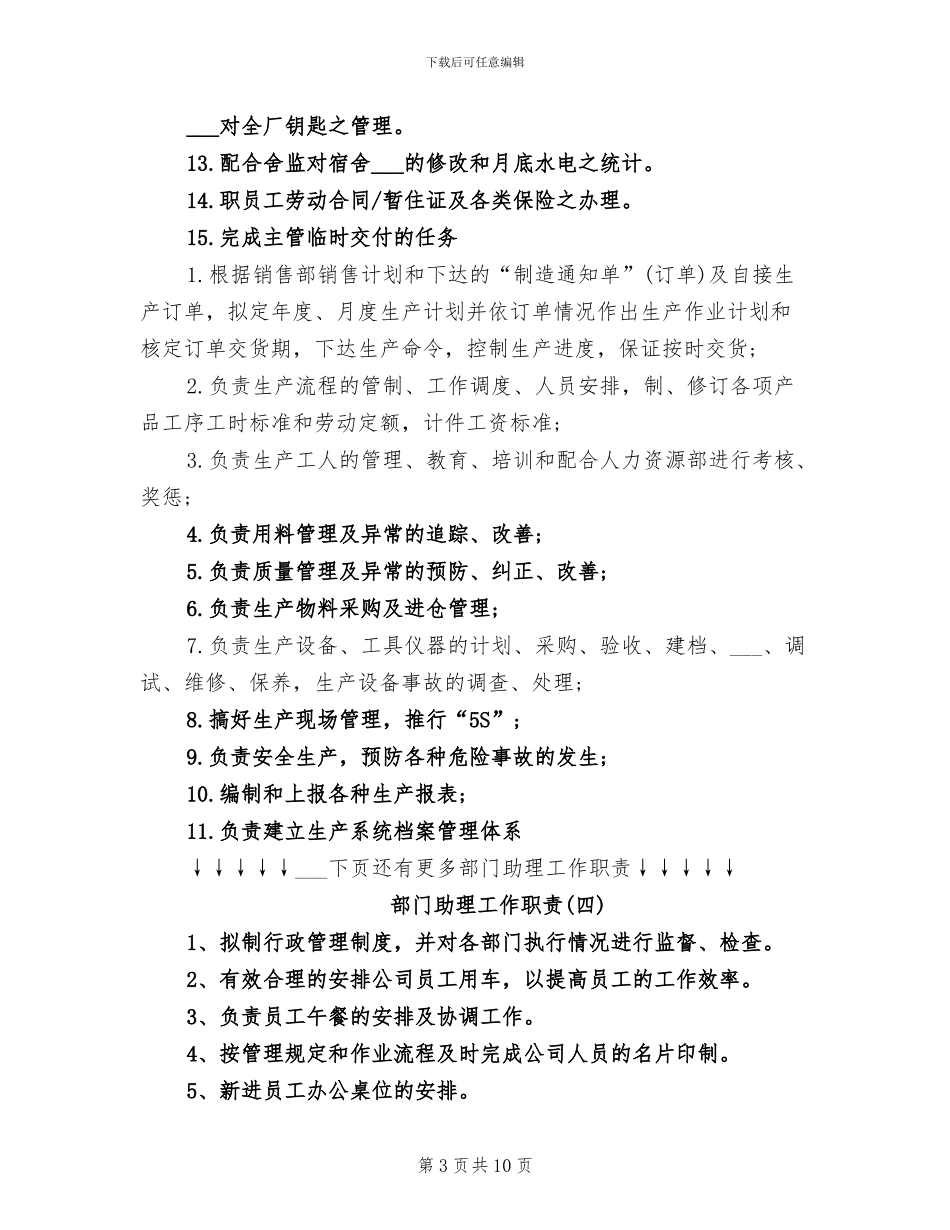 2024年部门助理工作岗位职责总结_第3页