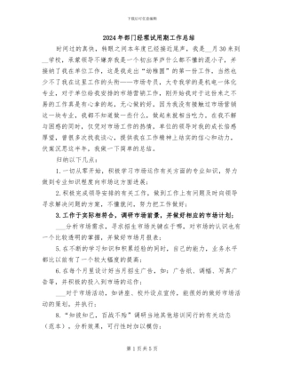 2024年部门经理试用期工作总结