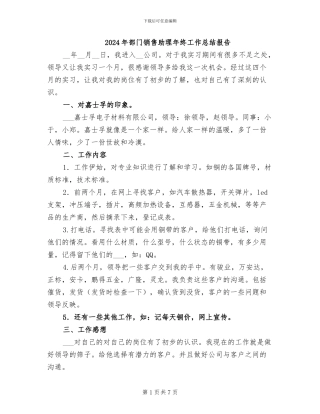 2024年部门销售助理年终工作总结报告