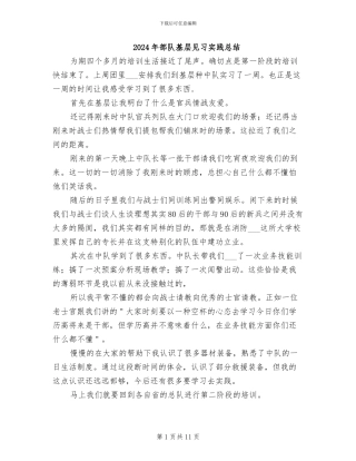 2024年部队基层见习实践总结