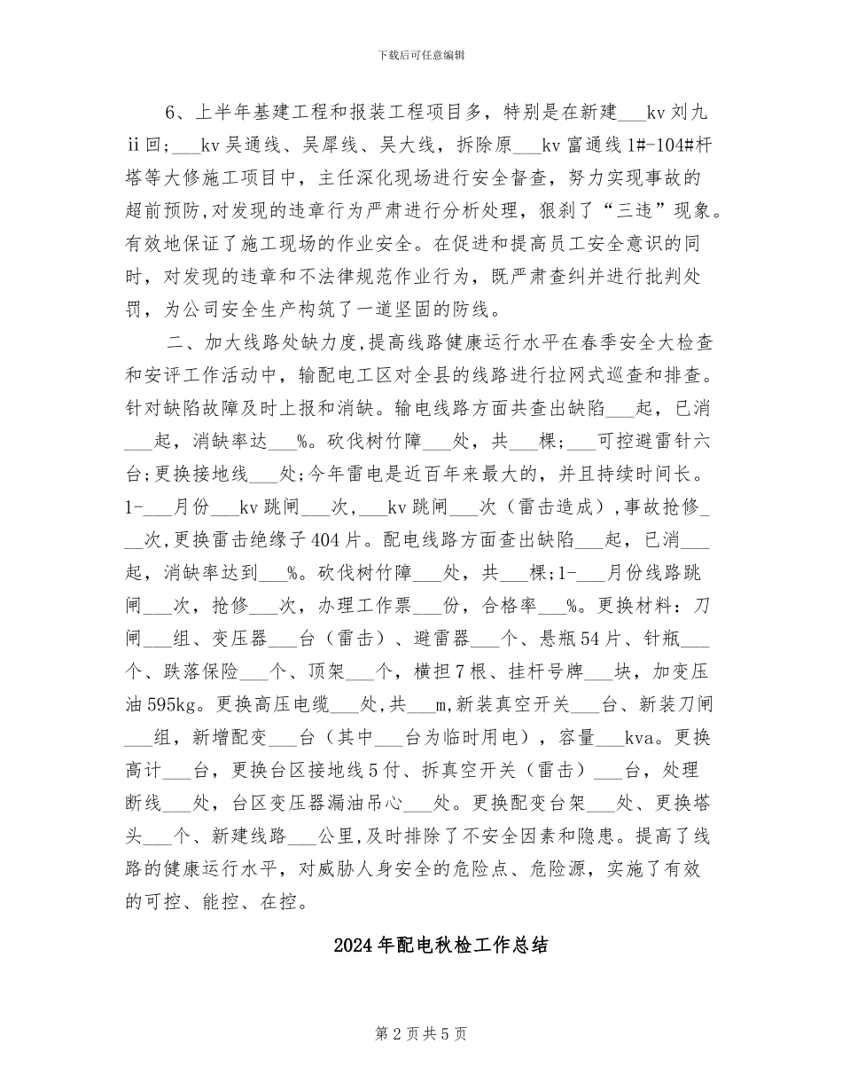 2024年配电月度工作总结表_第2页
