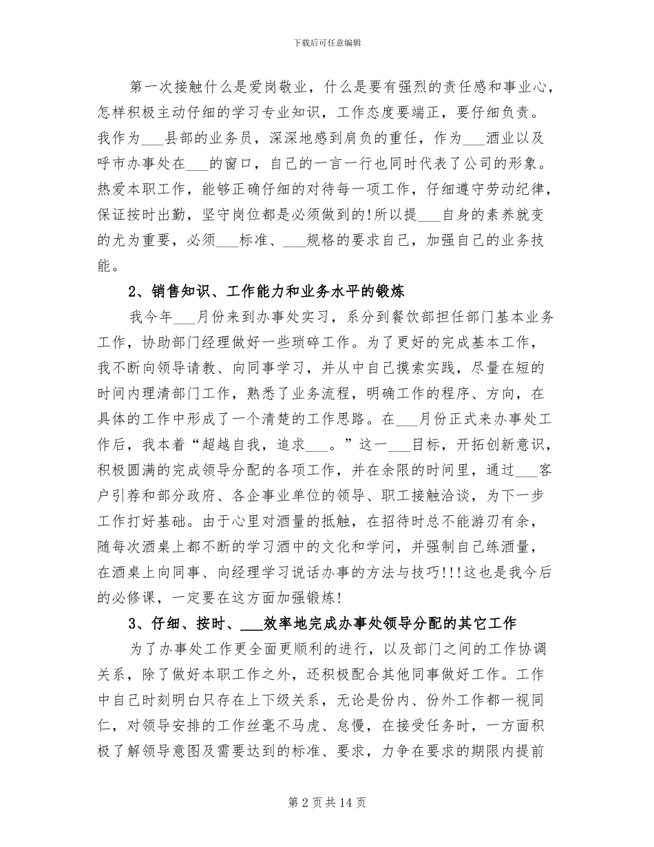 2024年酒水业务员个人工作总结_第2页