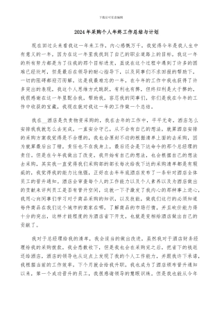 2024年采购个人年终工作总结与计划