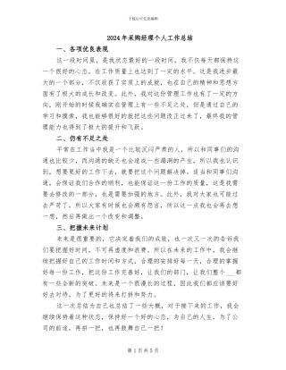 2024年采购经理个人工作总结