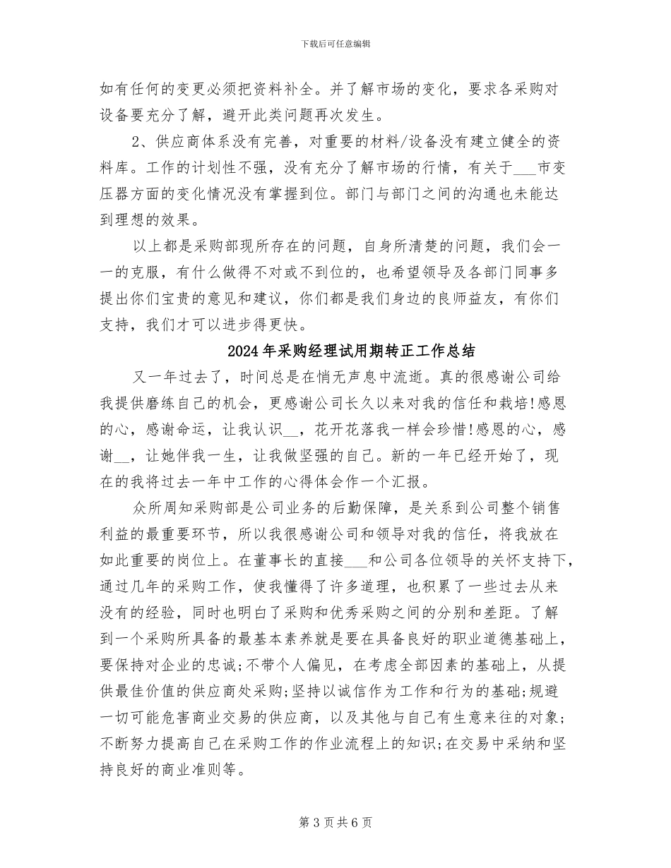 2024年采购经理试用期工作总结范本_第3页