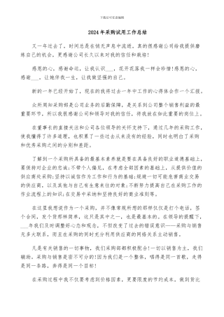 2024年采购试用工作总结