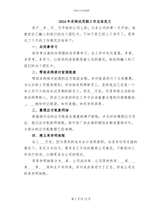 2024年采购试用期工作总结范文