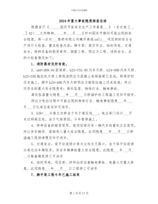 2024年重大事故隐患排查总结