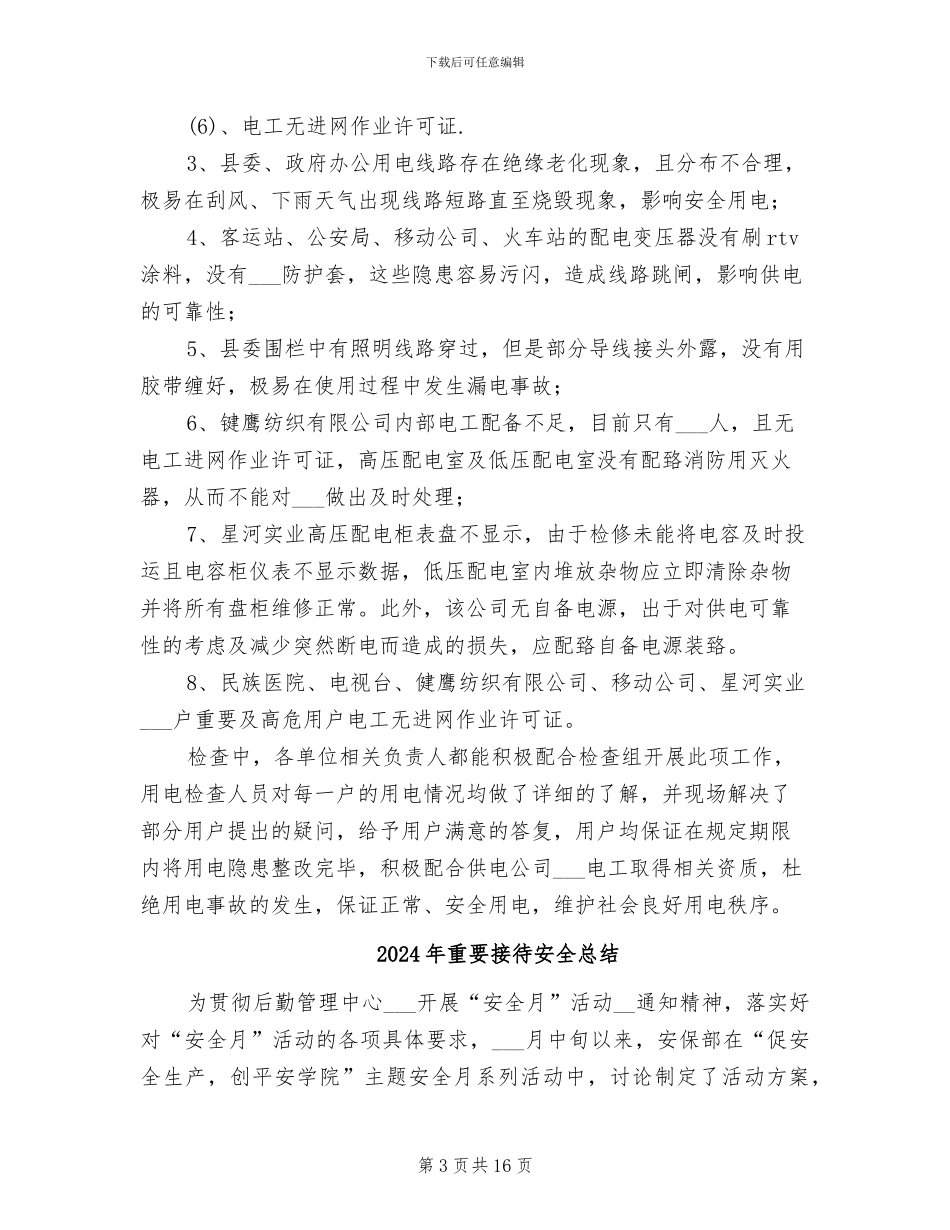 2024年重要、大用户用电安全检查总结_第3页