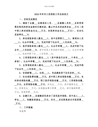 2024年针对工伤保险工作总结范文