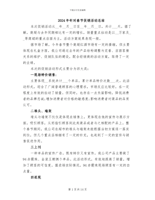 2024年针对春节促销活动总结