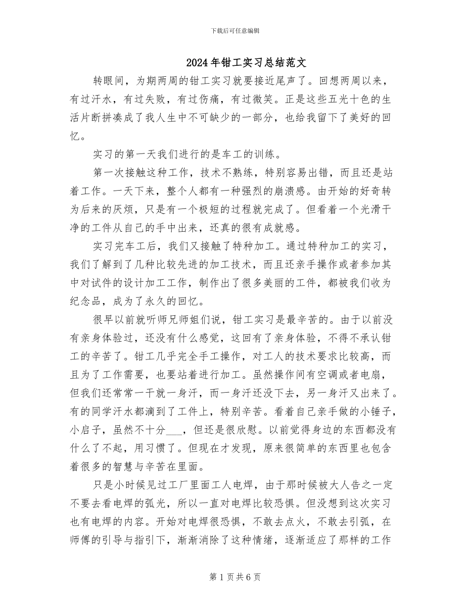 2024年钳工实习总结范文_第1页