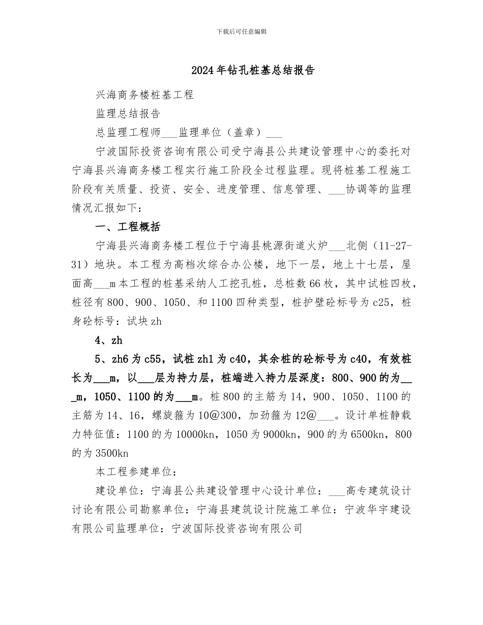 2024年钻孔桩基总结报告_第1页