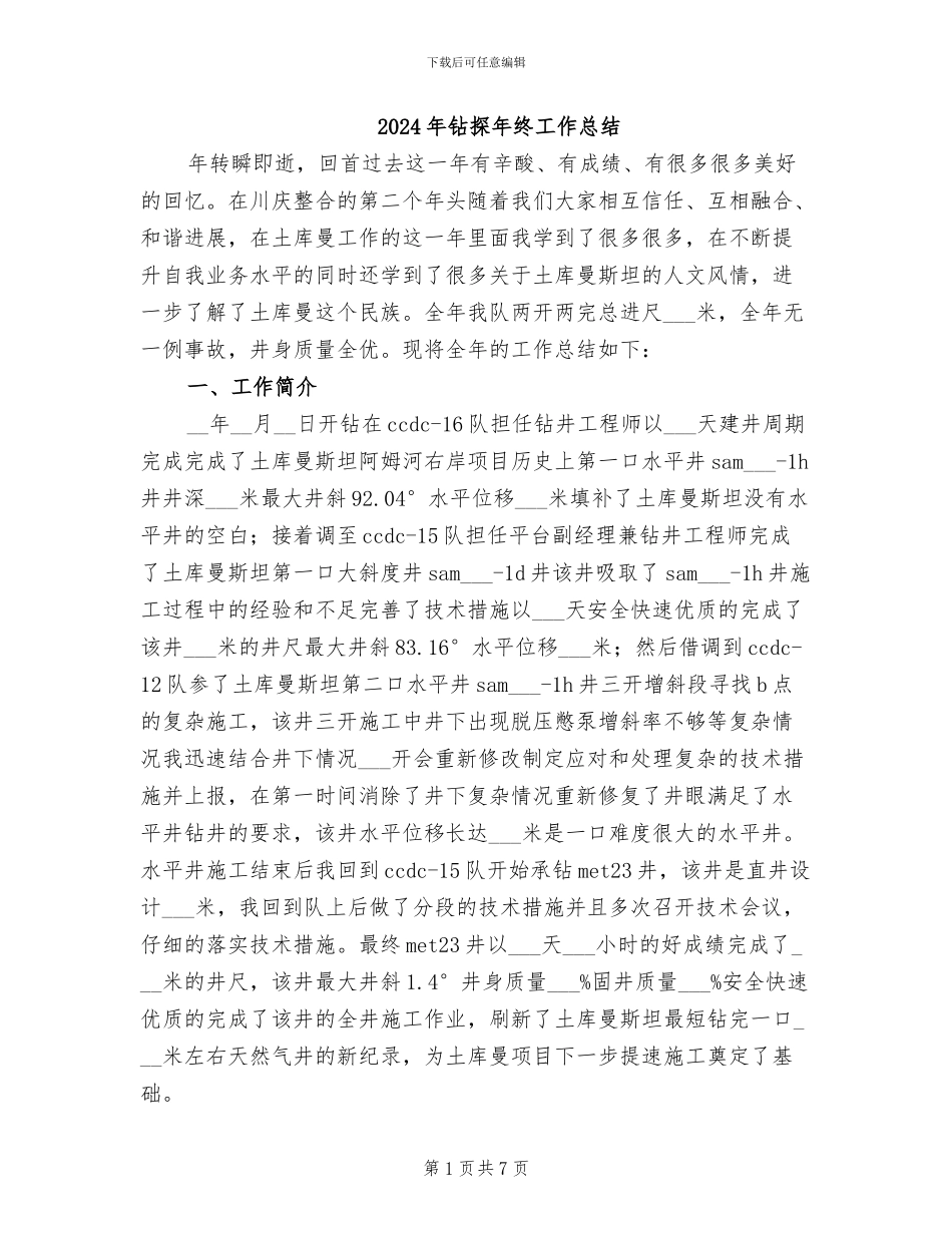 2024年钻探年终工作总结_第1页