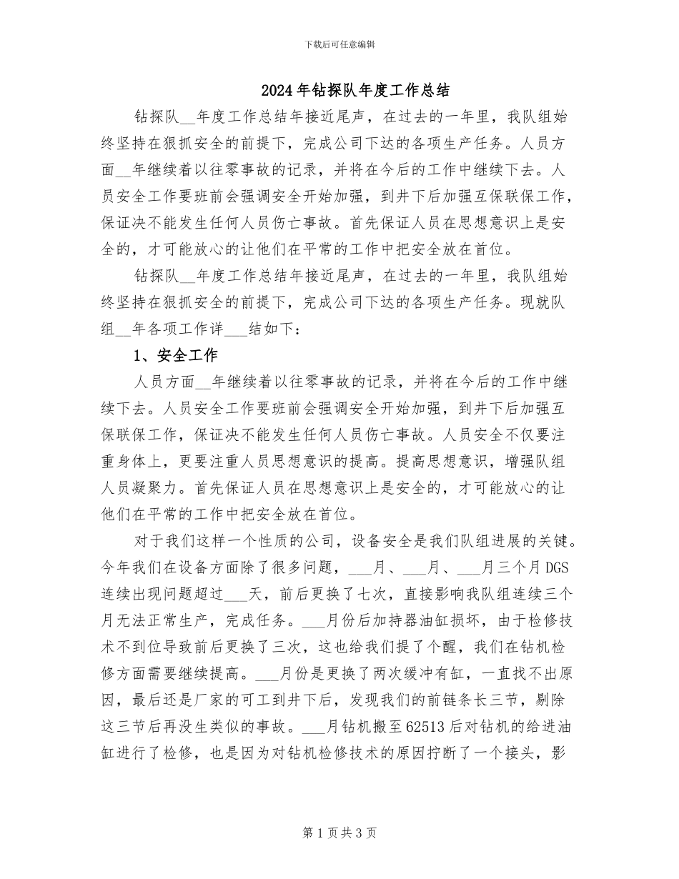 2024年钻探队年度工作总结_第1页
