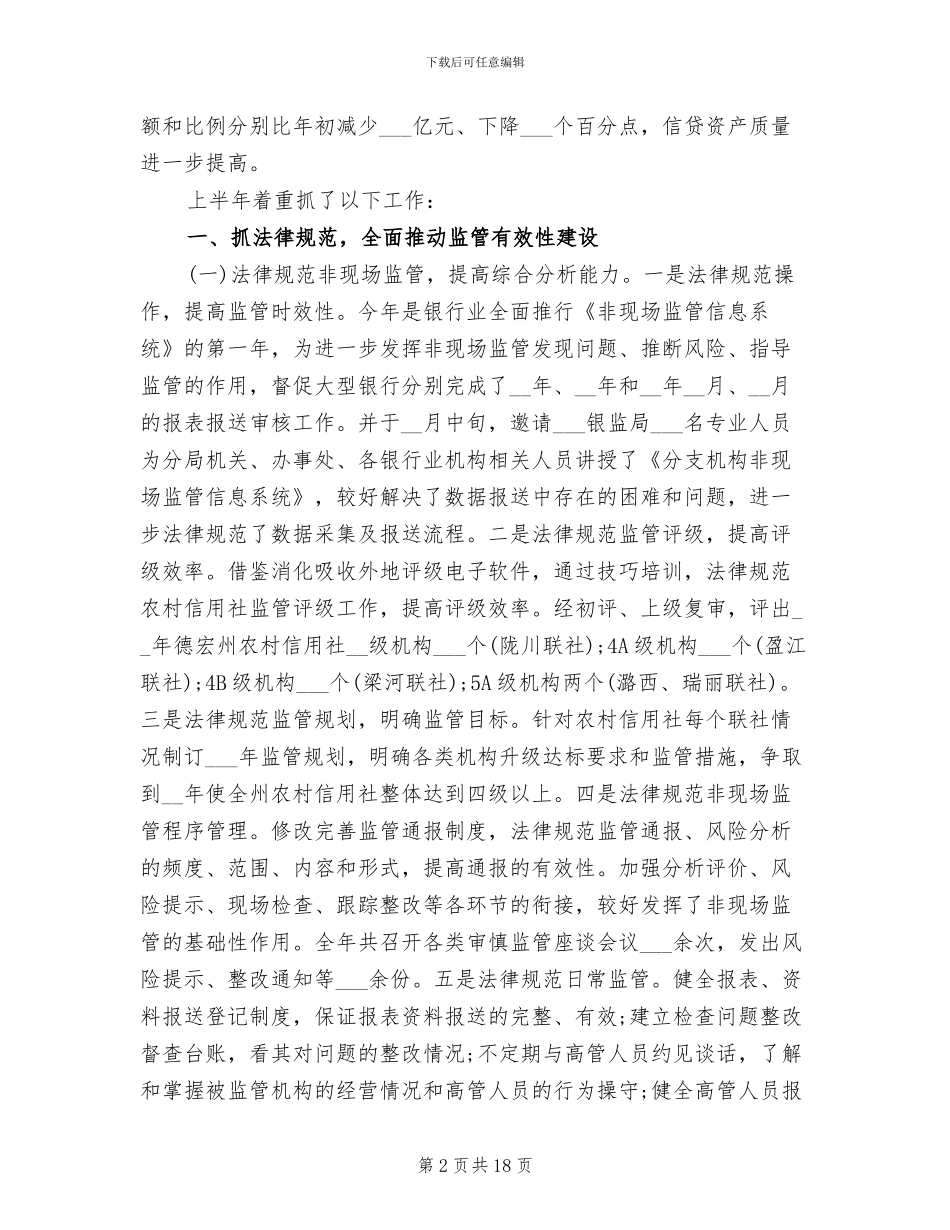 2024年银监局上半年工作总结_第2页