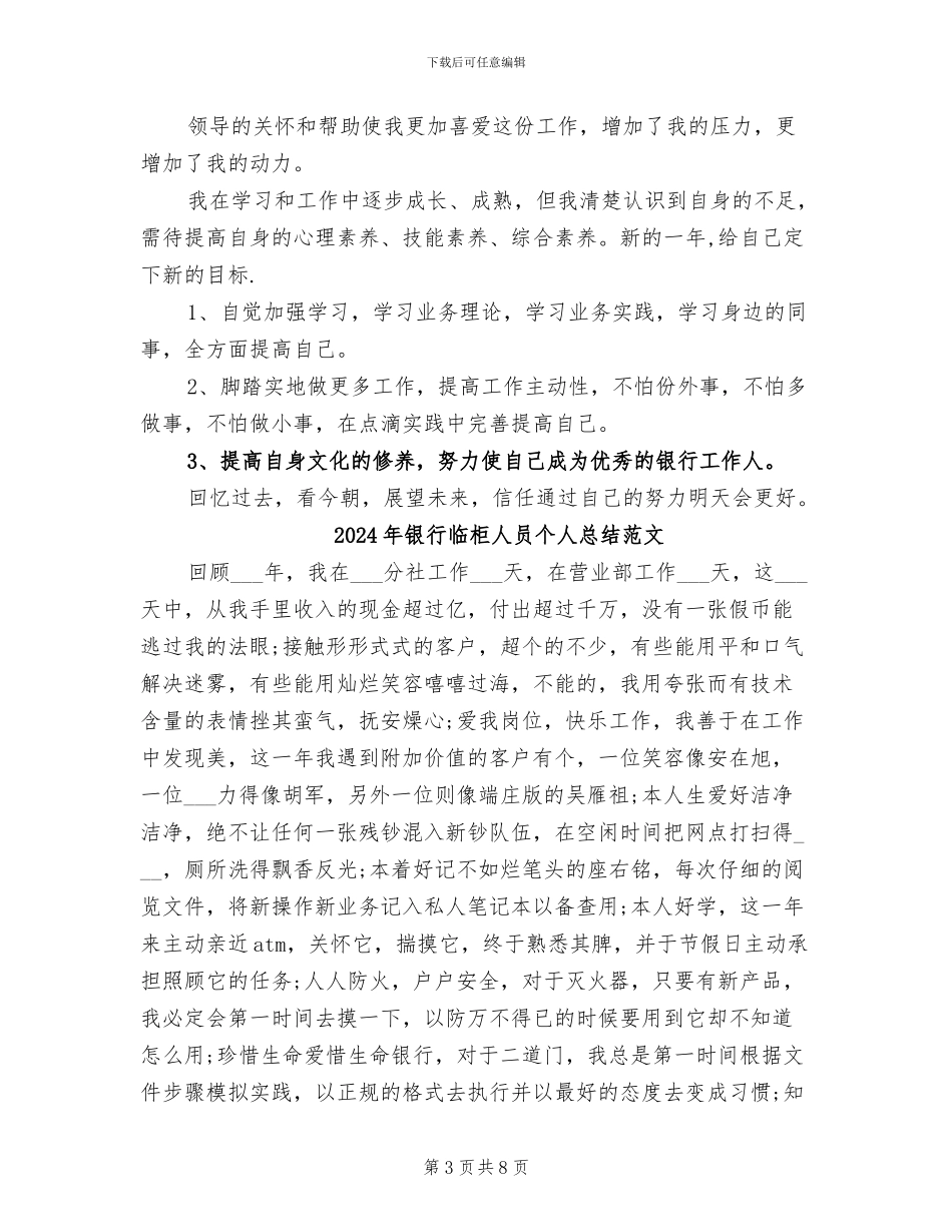 2024年银行临柜人员个人总结_第3页