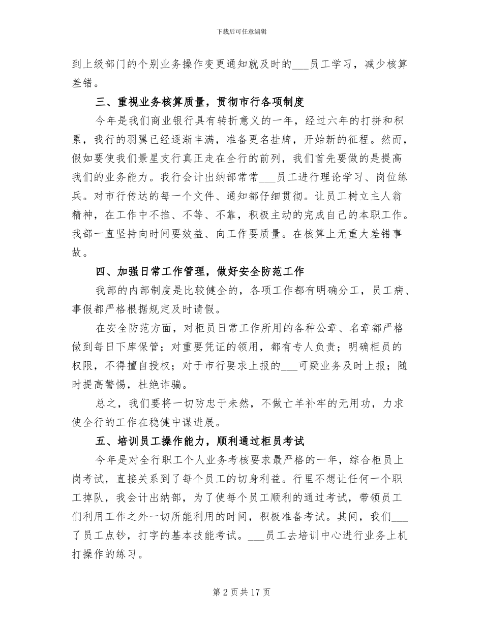 2024年银行会计出纳年度工作总结_第2页