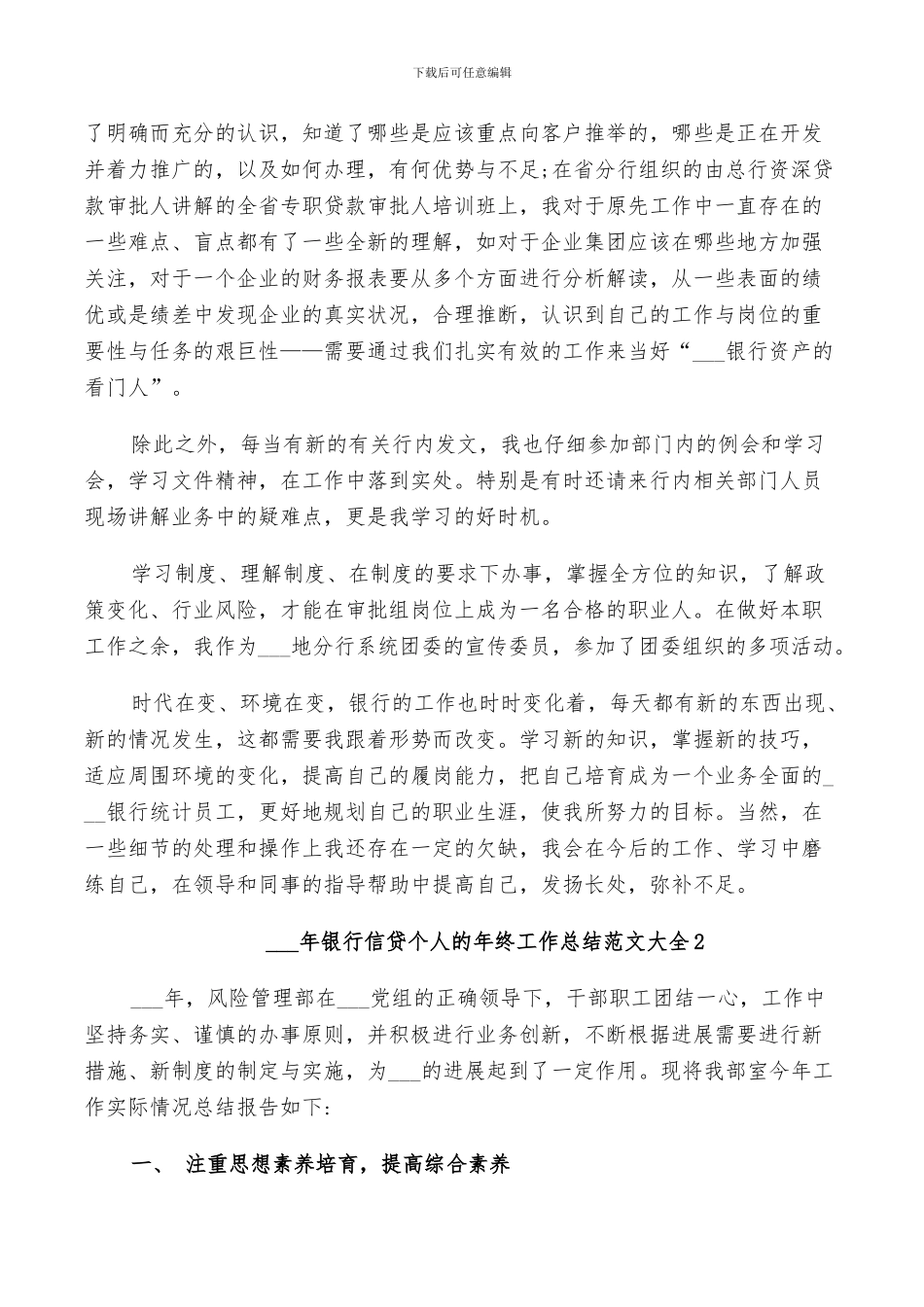2024年银行信贷个人的年终工作总结范文_第3页