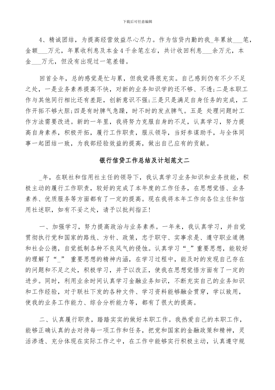 2024年银行信贷工作总结及计划_第2页