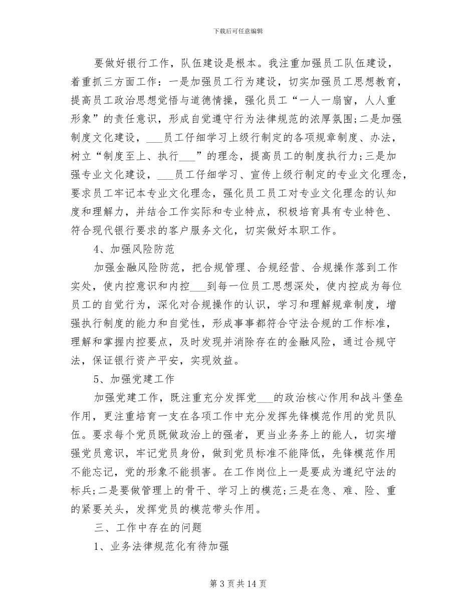 2024年银行分行行长个人年度工作总结_第3页