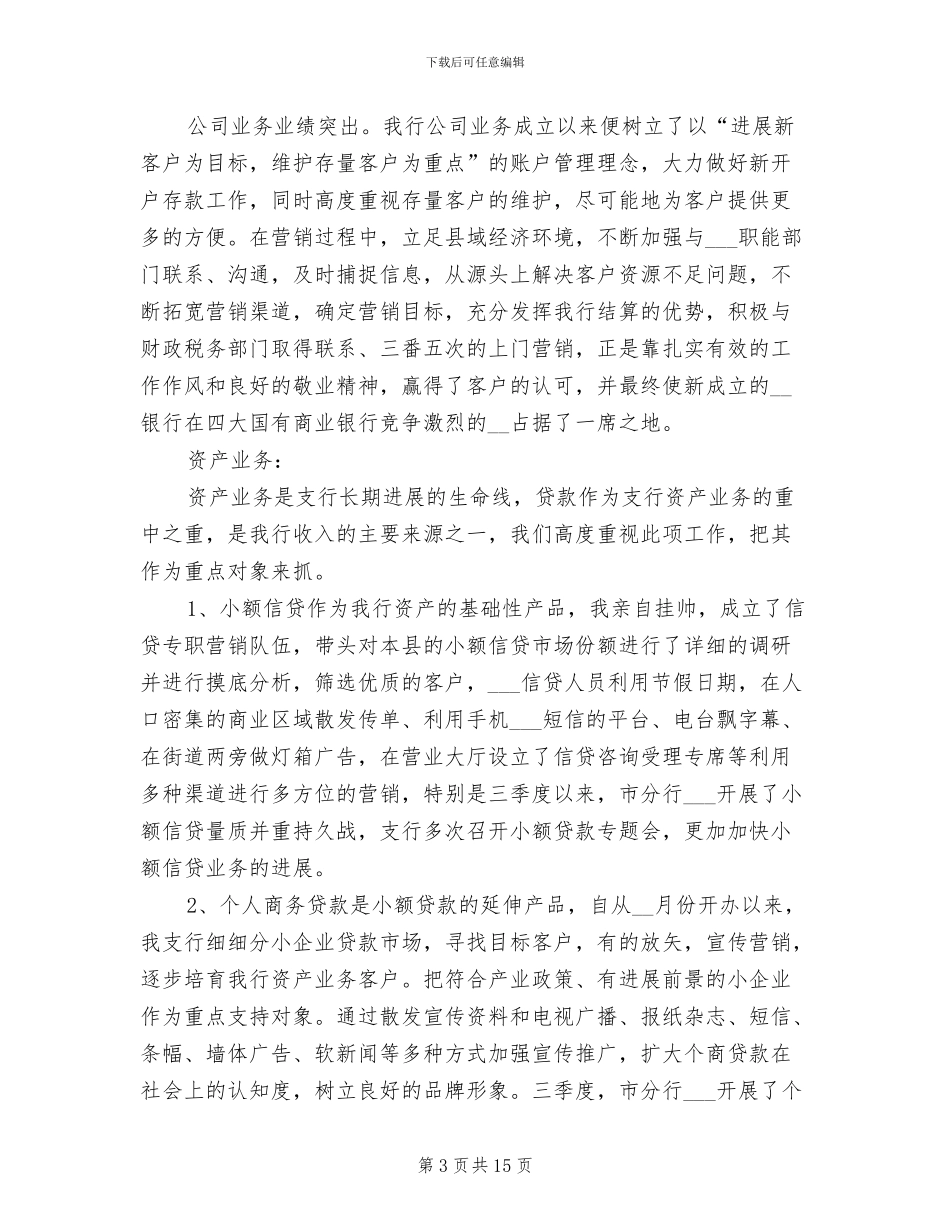 2024年银行副行长年度工作总结_第3页