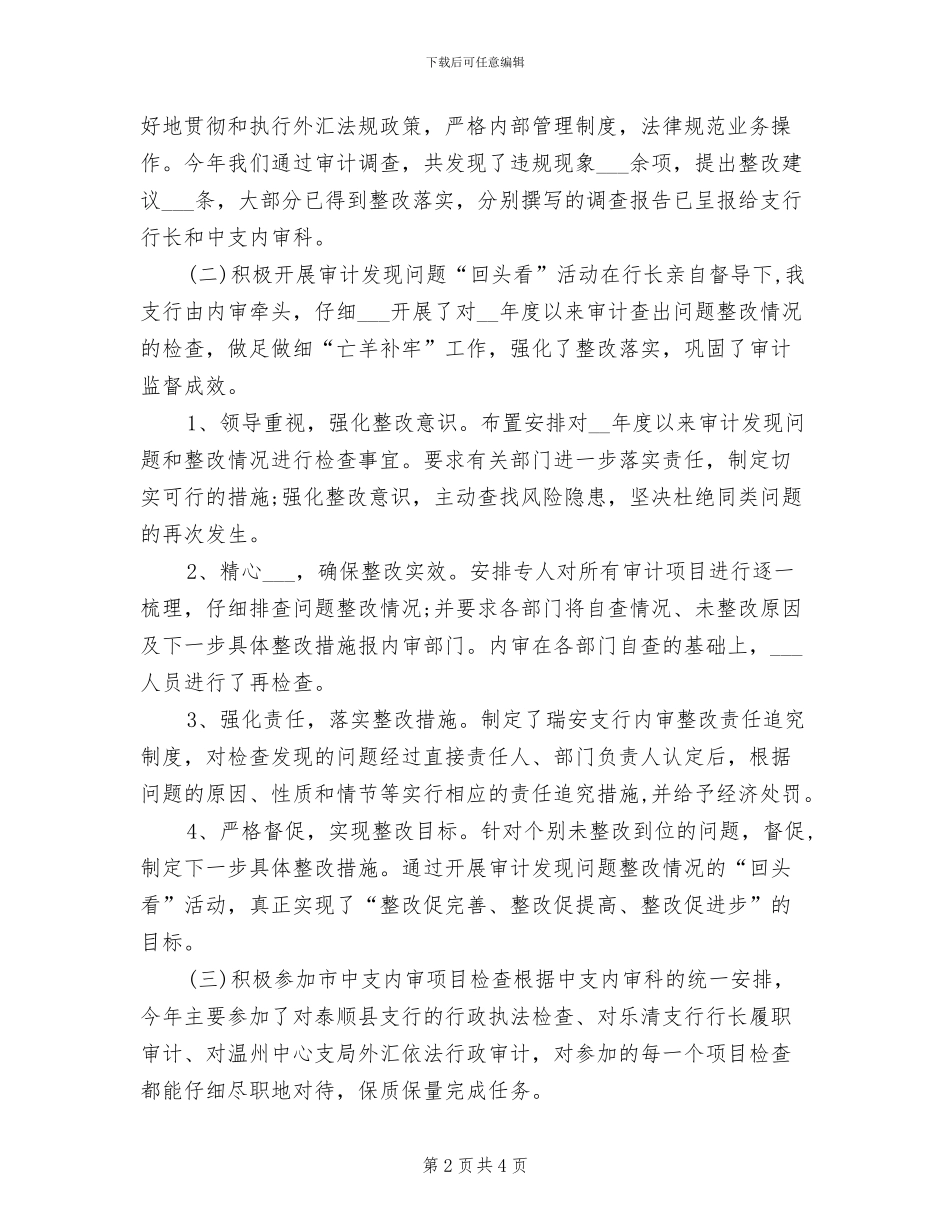 2024年银行审计个人工作小结_第2页