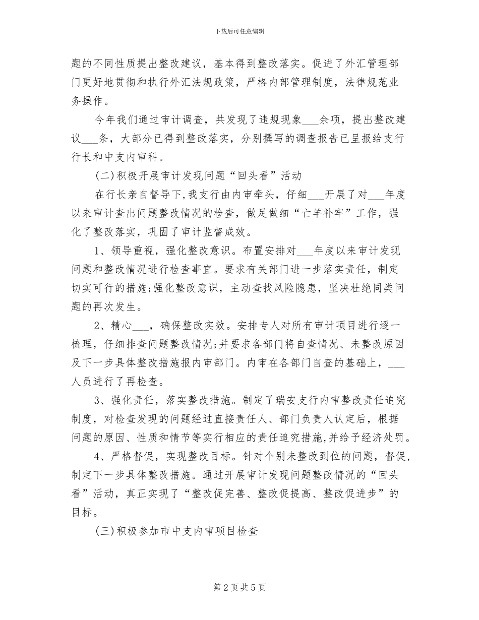 2024年银行审计个人工作总结_第2页