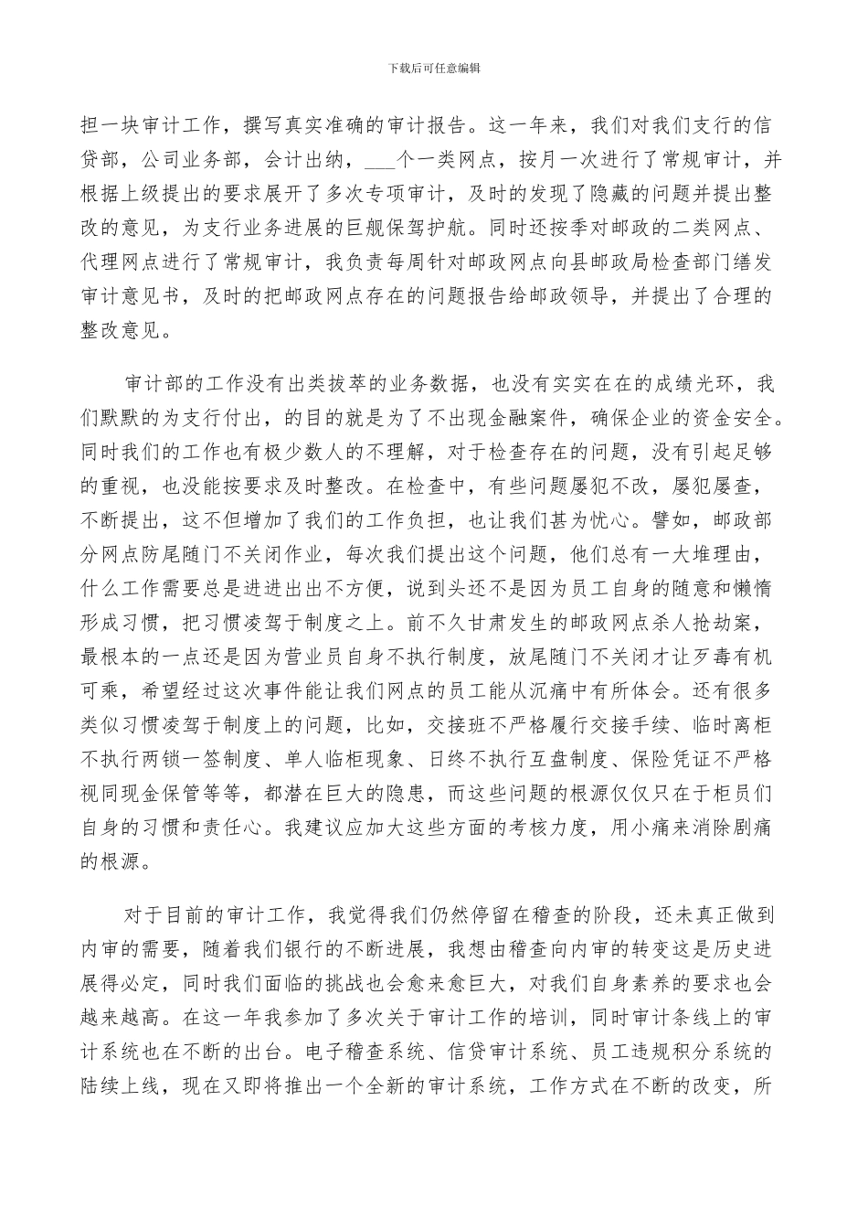 2024年银行审计人员工作总结及计划范例_第2页