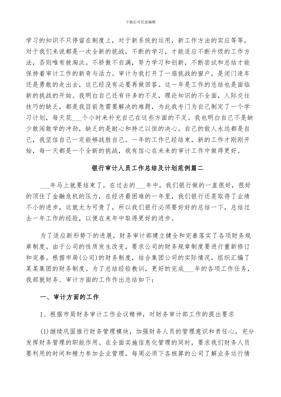 2024年银行审计人员工作总结及计划范例_第3页