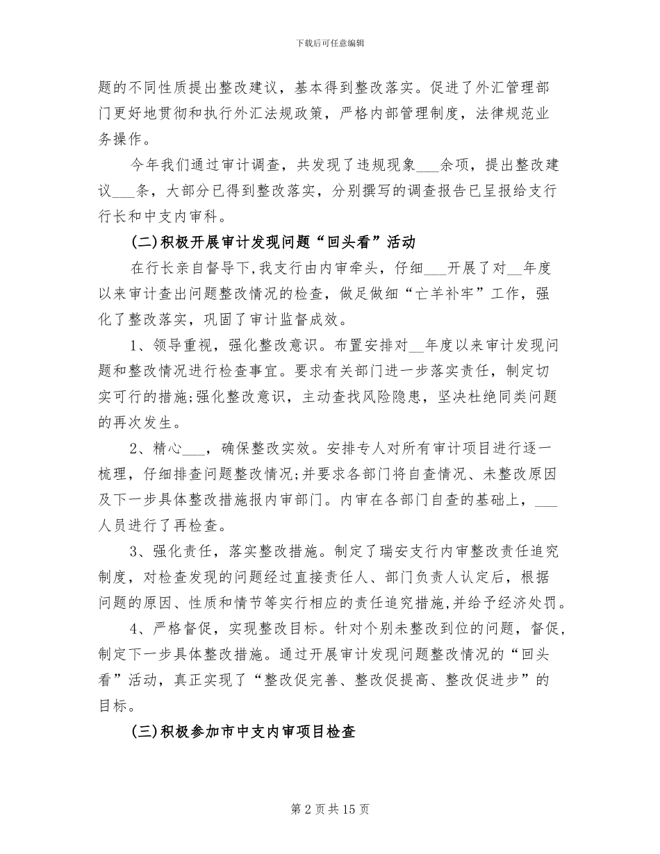 2024年银行审计年度总结范文_第2页