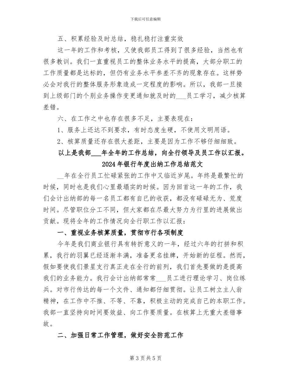 2024年银行年度出纳工作总结_第3页