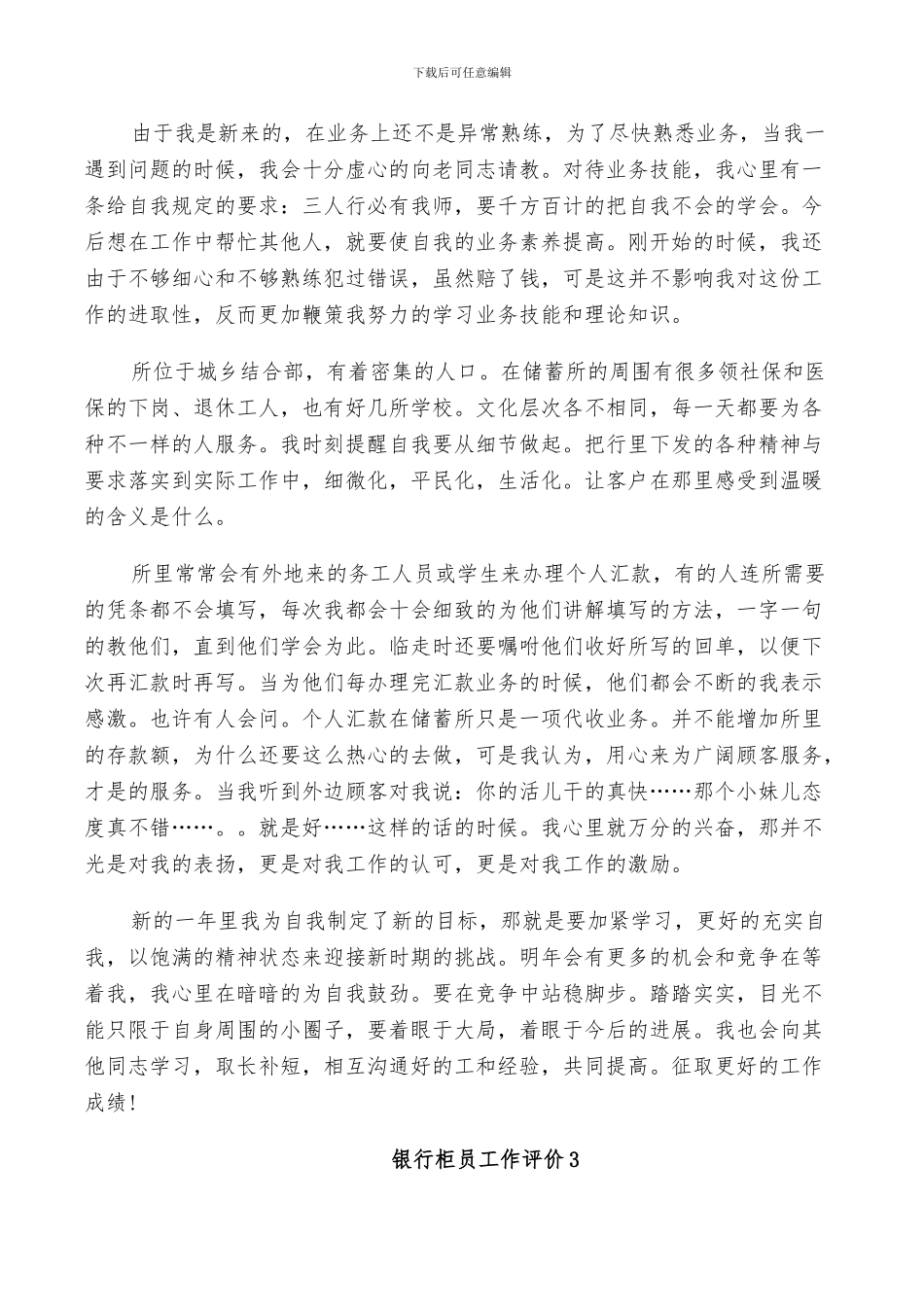 2024年银行柜员工作评价总结_第3页