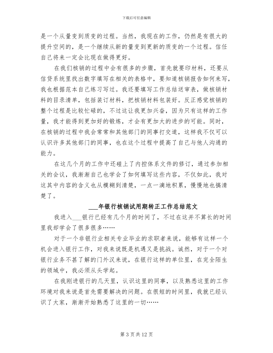 2024年银行核销试用期转正工作总结_第3页