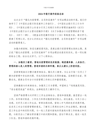 2024年银行案件经验总结